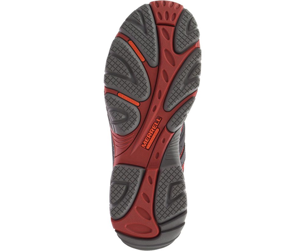 Merrell Work Boots Black/Red - Strongfield Mid Waterproof Comp Toe - Mens 67MXAKZTS